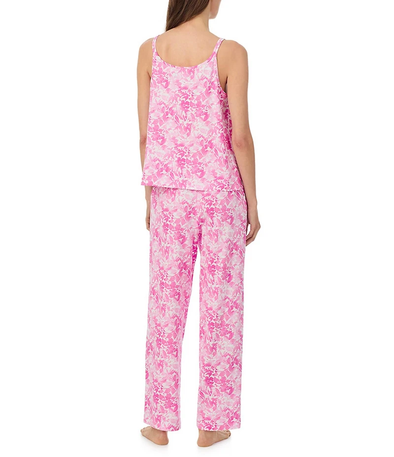 Lauren Ralph Lauren Floral Print Double Strap Scoop Neck Jersey Knit Long Pajama Set