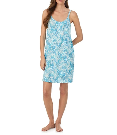 Lauren Ralph Lauren Floral Print Double Strap Scoop Neck Jersey Knit Nightgown