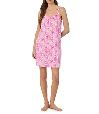 Lauren Ralph Lauren Floral Print Double Strap Scoop Neck Jersey Knit Nightgown