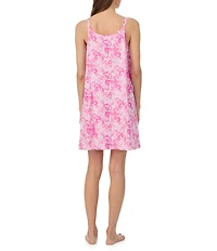 Lauren Ralph Lauren Floral Print Double Strap Scoop Neck Jersey Knit Nightgown