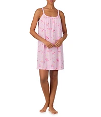 Lauren Ralph Lauren Floral Print Double Strap Scoop Neck Jersey Knit Short Nightgown