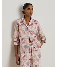 Lauren Ralph Lauren Floral Print Long Sleeve Notch Collar Long Woven Sateen Pajama Set