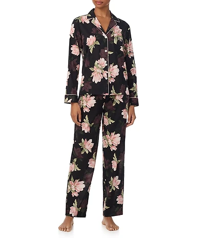 Lauren Ralph Lauren Floral Print Long Sleeve Notch Collar Pajama Set