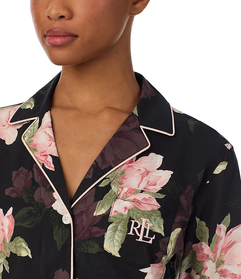 Lauren Ralph Lauren Floral Print Long Sleeve Notch Collar Pajama Set