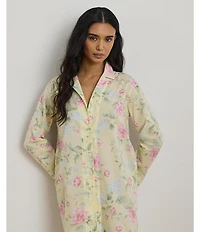 Lauren Ralph Lauren Floral Print Long Sleeve Notch Collar Woven Button Front Sleepshirt