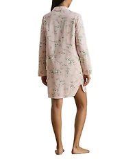 Lauren Ralph Lauren Floral Print Long Sleeve Notch Collar Woven Button Front Sleepshirt