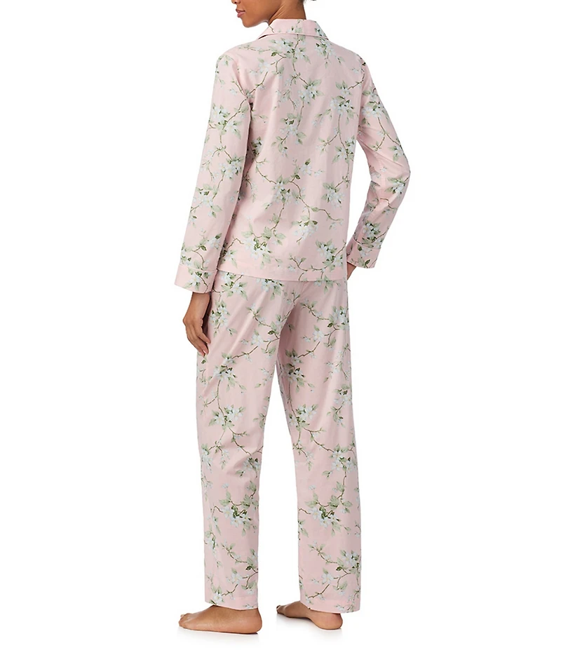 Lauren Ralph Lauren Floral Print Long Sleeve Notch Collar Woven Long Pajama Set