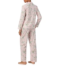 Lauren Ralph Lauren Floral Print Long Sleeve Notch Collar Woven Long Pajama Set