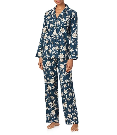Lauren Ralph Lauren Floral Print Long Sleeve Notch Collar Woven Long Pajama Set