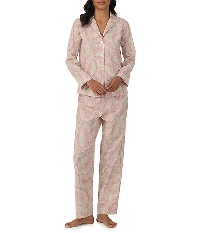Lauren Ralph Lauren Floral Print Long Sleeve Notch Collar Woven Pajama Set