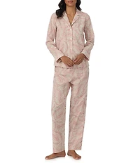 Lauren Ralph Lauren Floral Print Long Sleeve Notch Collar Woven Pajama Set