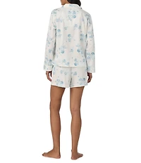 Lauren Ralph Lauren Floral Print Long Sleeve Notch Collar Shorty Pajama Set