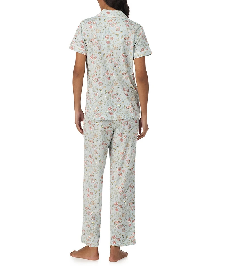 Lauren Ralph Lauren Floral Print Short Sleeve Notch Collar Jersey Knit Ankle Pajama Set