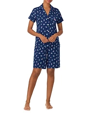 Lauren Ralph Lauren Floral Print Short Sleeve Notch Collar Knit Bermuda Pajama Set