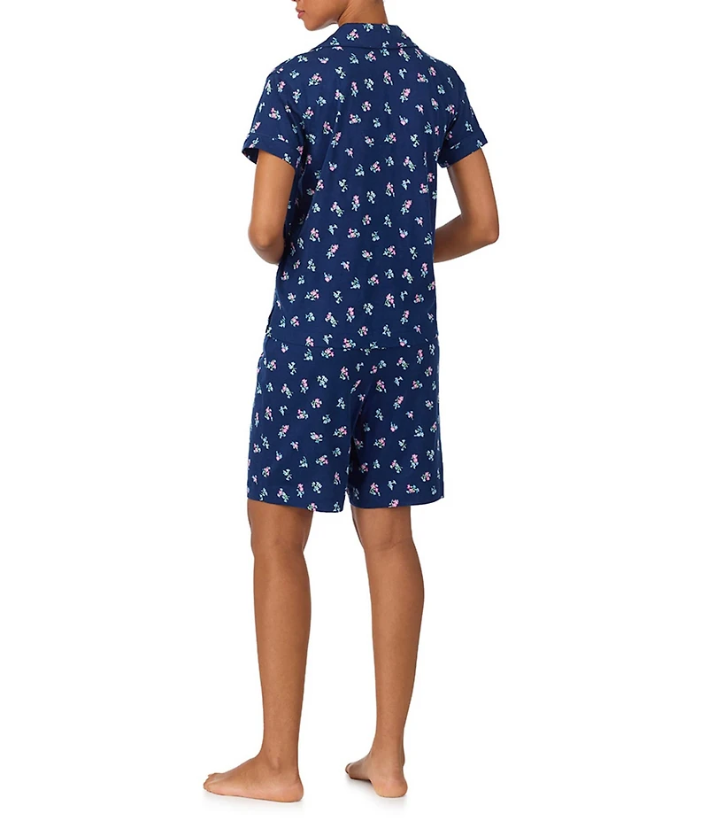 Lauren Ralph Lauren Floral Print Short Sleeve Notch Collar Knit Bermuda Pajama Set