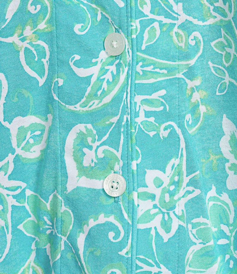 Lauren Ralph Lauren Floral Print Short Sleeve Notch Collar Knit Cropped Pajama Set