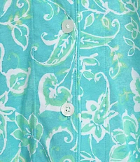 Lauren Ralph Lauren Floral Print Short Sleeve Notch Collar Knit Cropped Pajama Set