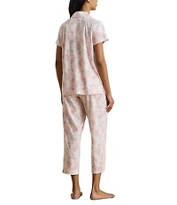 Lauren Ralph Lauren Floral Print Short Sleeve Notch Collar Knit Cropped Pajama Set