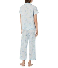 Lauren Ralph Lauren Floral Print Short Sleeve Notch Collar Woven Cropped Pajama Set
