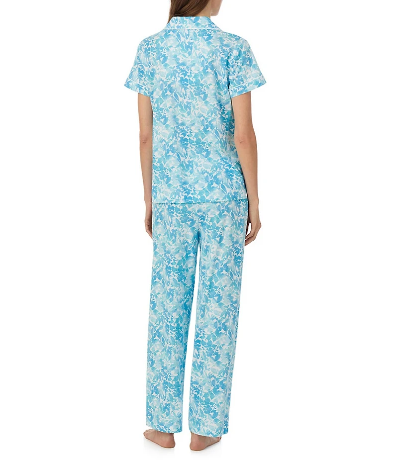 Lauren Ralph Lauren Floral Print Short Sleeve Notch Collar Woven LongPajama Set
