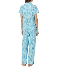 Lauren Ralph Lauren Floral Print Short Sleeve Notch Collar Woven LongPajama Set