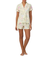 Lauren Ralph Lauren Floral Print Short Sleeve Notch Collar Woven Shorty Pajama Set