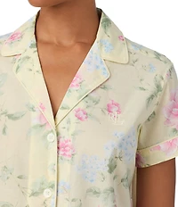 Lauren Ralph Lauren Floral Print Short Sleeve Notch Collar Woven Shorty Pajama Set