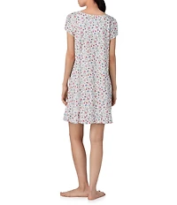 Lauren Ralph Lauren Floral Print Short Sleeve Scoop Neck Knit Nightgown