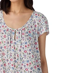 Lauren Ralph Lauren Floral Print Short Sleeve Scoop Neck Knit Nightgown