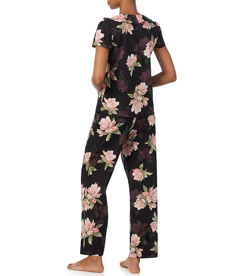 Lauren Ralph Lauren Floral Print Short Sleeve V-Neck Woven Pajama Set