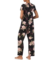 Lauren Ralph Lauren Floral Print Short Sleeve V-Neck Woven Pajama Set