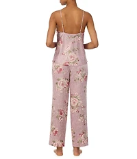 Lauren Ralph Lauren Floral Print Sleeveless Scoop Neck Matte Satin Pant Pajama Set