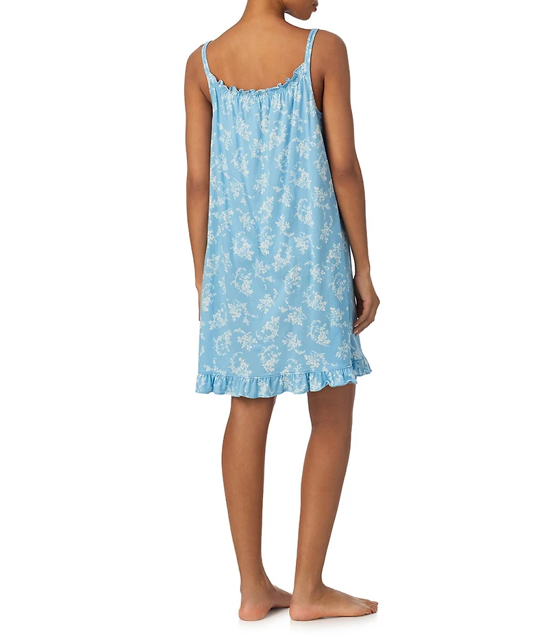 Lauren Ralph Lauren Floral Print Sleeveless Tunnel Neck Jersey Knit Short Nightgown