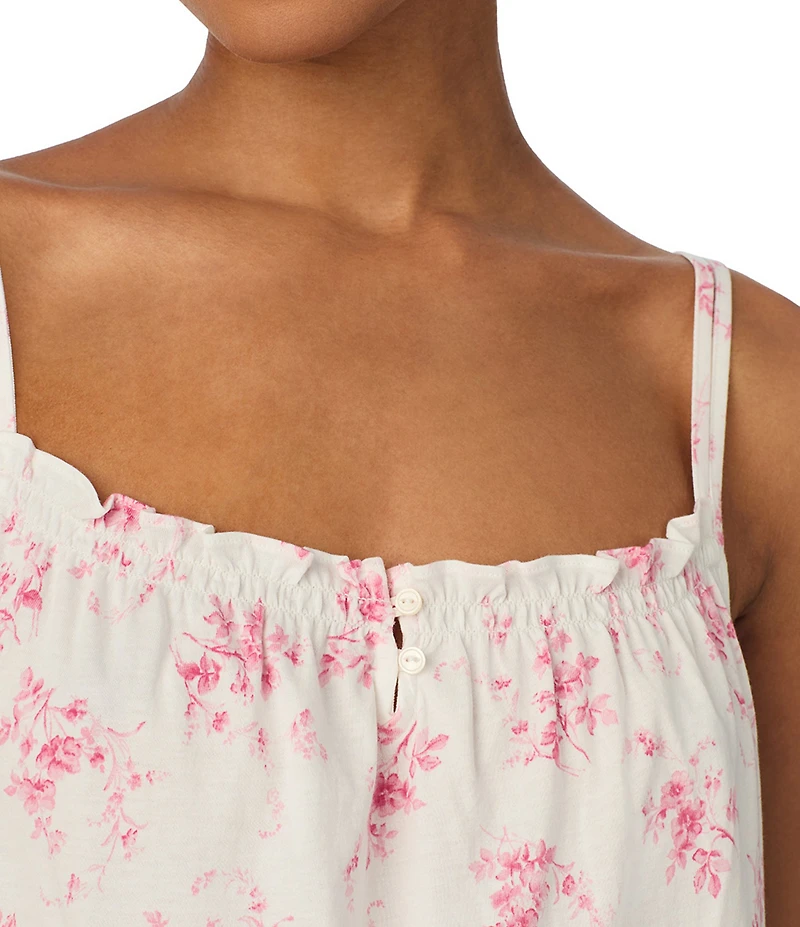 Lauren Ralph Lauren Floral Print Sleeveless Tunnel Neck Jersey Knit Short Nightgown