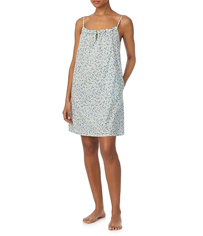 Lauren Ralph Lauren Floral Print Sleeveless Tunnel Neck Woven Short Nightgown