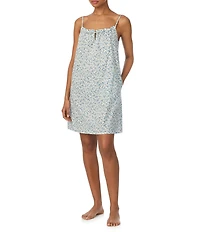 Lauren Ralph Lauren Floral Print Sleeveless Tunnel Neck Woven Short Nightgown