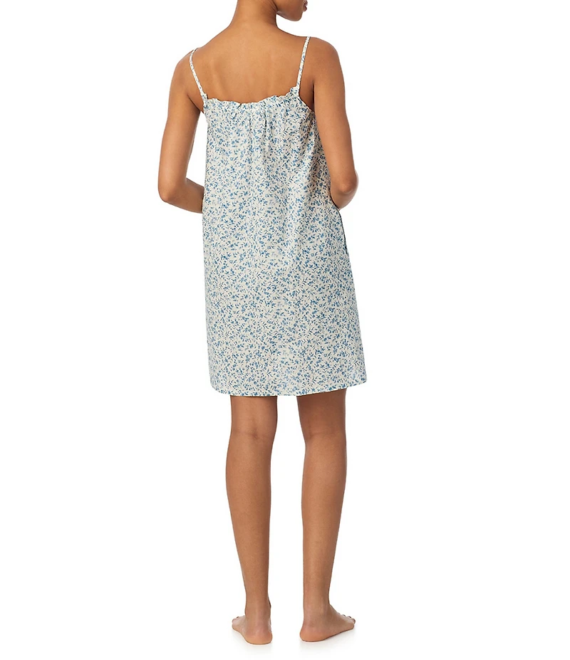 Lauren Ralph Lauren Floral Print Sleeveless Tunnel Neck Woven Short Nightgown