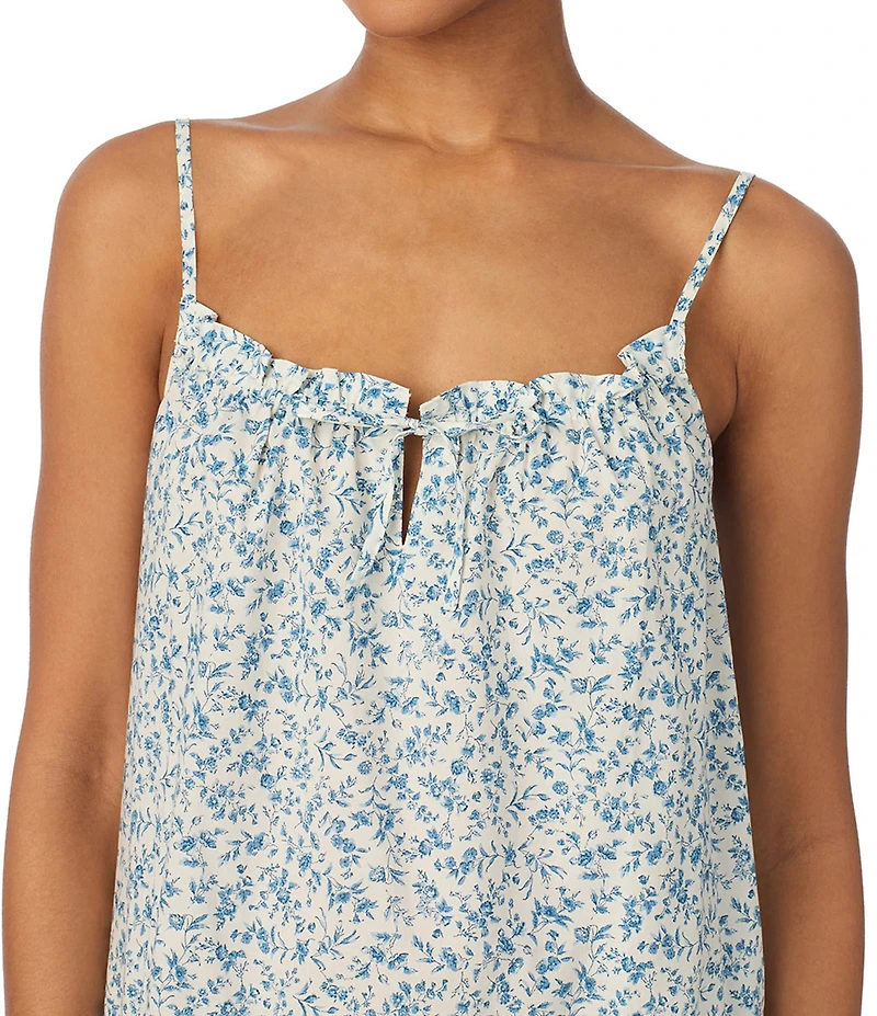 Lauren Ralph Lauren Floral Print Sleeveless Tunnel Neck Woven Short Nightgown