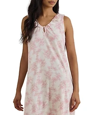 Lauren Ralph Lauren Floral Print Sleeveless V Neck Jersey Knit Short Nightgown