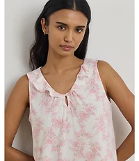 Lauren Ralph Lauren Floral Print Sleeveless V Neck Jersey Knit Short Nightgown