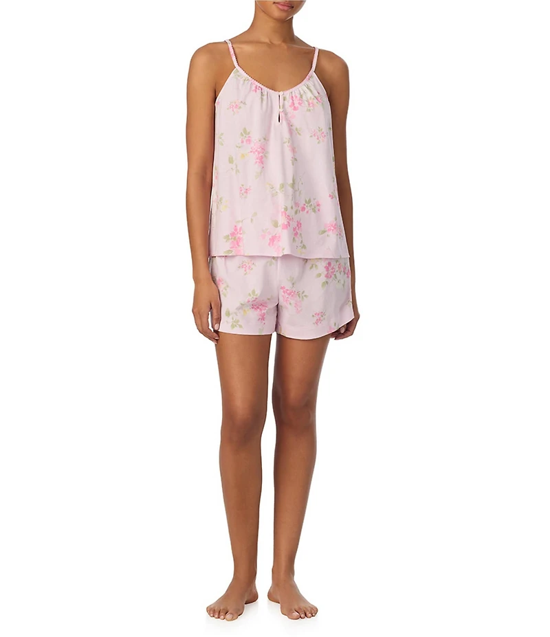 Lauren Ralph Lauren Floral Print Sleeveless V Neck Jersey Knit Shorty Pajama Set
