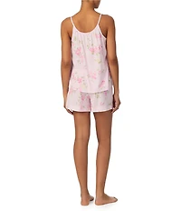 Lauren Ralph Lauren Floral Print Sleeveless V Neck Jersey Knit Shorty Pajama Set