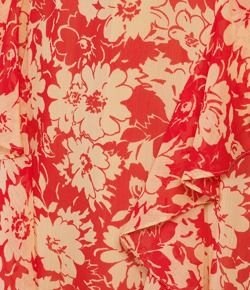 Lauren Ralph Lauren Floral Ruffle-Trim Georgette Halter Midi Dress