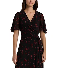 Lauren Ralph Lauren Flutter Sleeve Printed Georgette Midi Dress