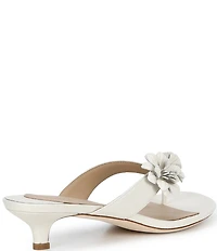 Lauren Ralph Lauren Francesca Leather Flowers Kitten Heel Thong Slide Sandals