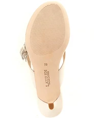 Lauren Ralph Lauren Francesca Leather Flowers Kitten Heel Thong Slide Sandals
