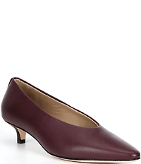 Lauren Ralph Lauren Francesca Nappa Leather High Vamp Kitten Heel Pumps