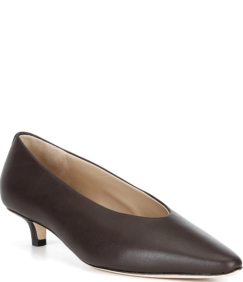 Lauren Ralph Lauren Francesca Nappa Leather High Vamp Kitten Heel Pumps