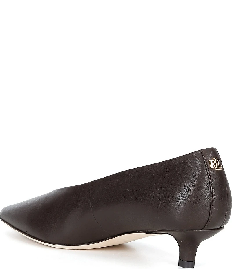 Lauren Ralph Lauren Francesca Nappa Leather High Vamp Kitten Heel Pumps