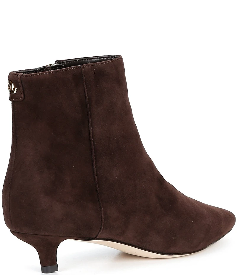 Lauren Ralph Lauren Francesca Suede Point Toe Kitten Heel Booties